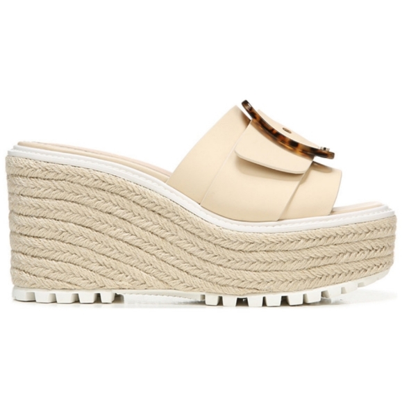 Sam Edelman Livi Cream Squared Open Toe Buckle Platform Wedge Sandals 9.5 - Picture 3 of 13